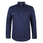 Mens Long Sleeve Stretch Close Front Work Shirt