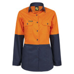 Womens Hi Vis Vented Cotton Drill Shirt