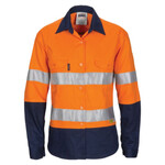 Womens HiVis 3 Way Cool-Breeze Cotton Long Sleeve Shirt with Gusset Sleeve, 3M R/Tape