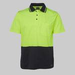 Mens Hi Vis Non Cuff Short Sleeve Cotton Back Polo